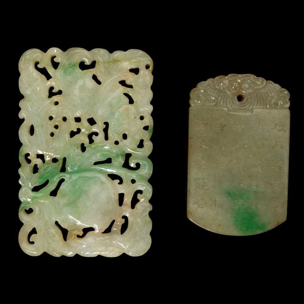 TWO JADEITE PLAQUES ???????one