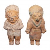 TWO JAMA-COAQUE PAINTED FIGURE