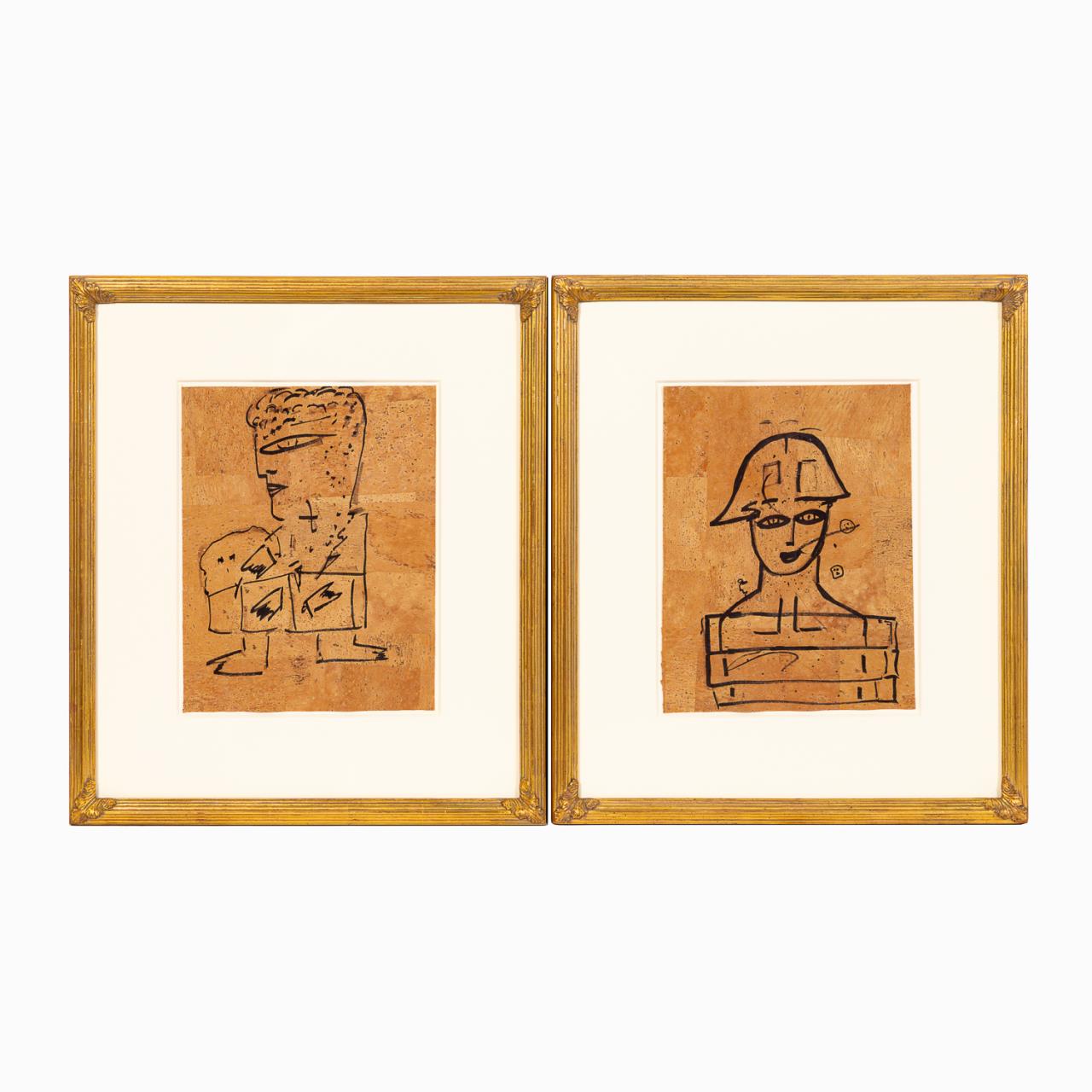 TWO JAMALI MIXED MEDIA ON CORK