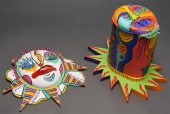 TWO JANE LEVY POLYCHROME DECOR