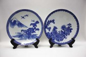 TWO JAPANESE ARITA WARE BLUE A
