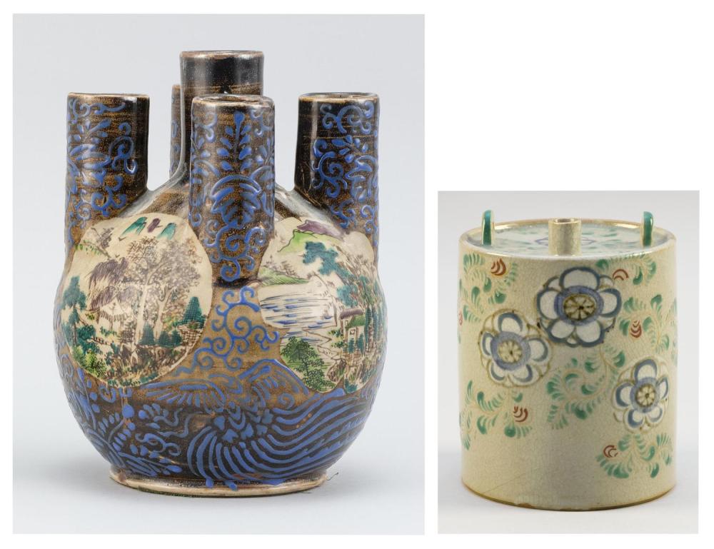TWO JAPANESE AWADA KYOTO POTTERY