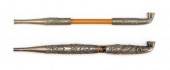 TWO JAPANESE BAMBOO AND SILVER