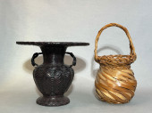 TWO JAPANESE BAMBOO IKEBANA BA