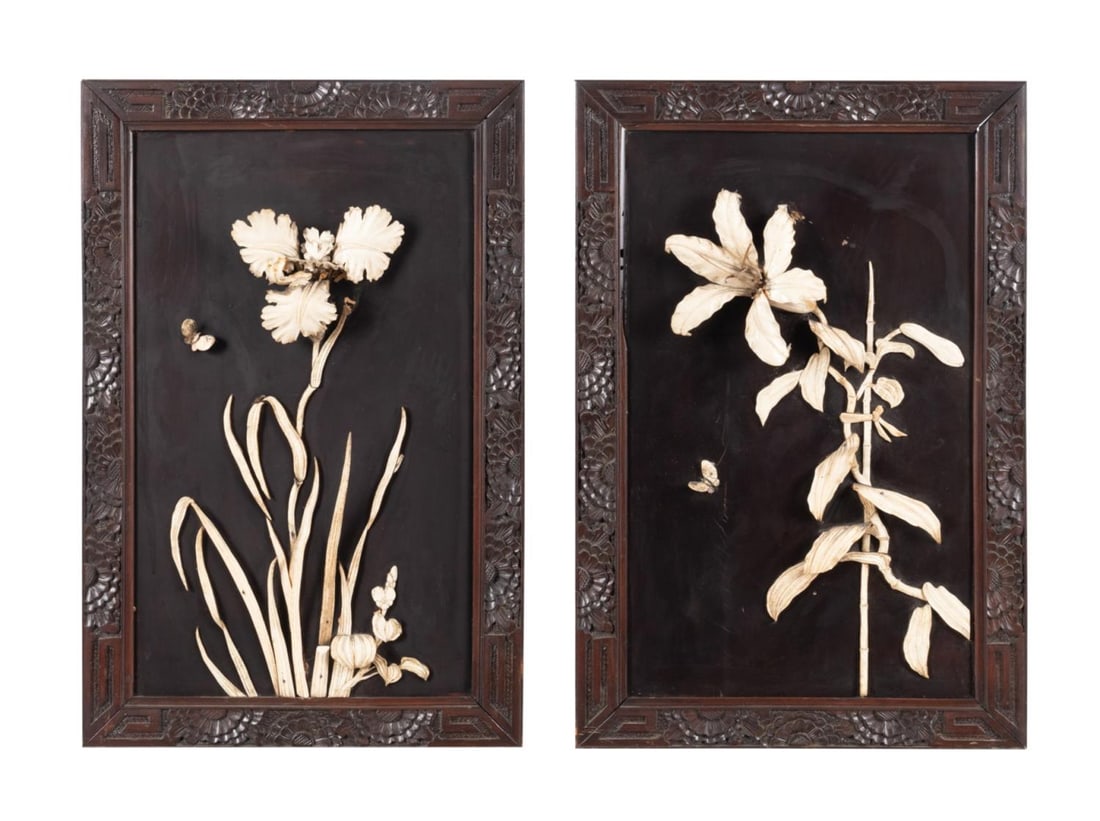 TWO JAPANESE BLACK LACQUER
