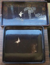 TWO JAPANESE BLACK LACQUER TRA