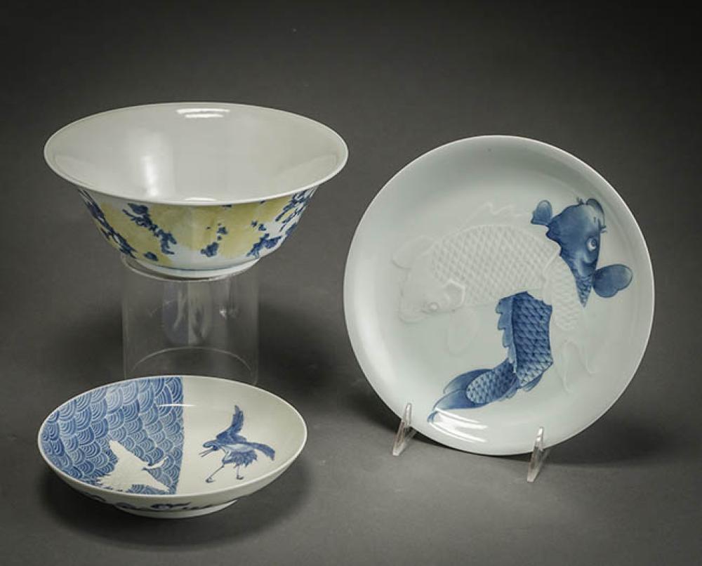 TWO JAPANESE BLUE AND WHITE