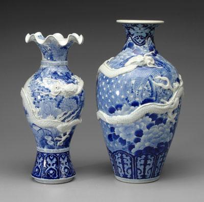 Two Japanese blue and white