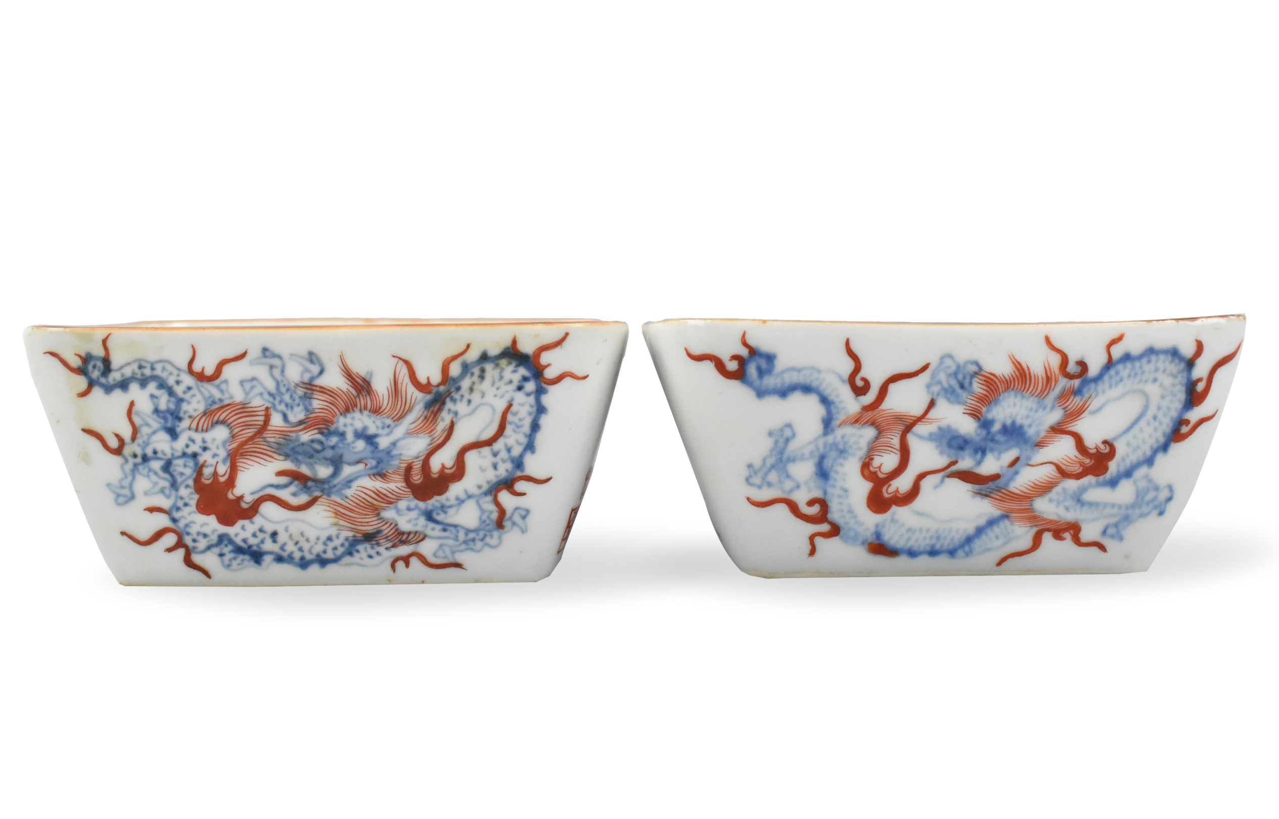 TWO JAPANESE BLUE & IRON RED
