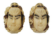 TWO JAPANESE BONE CARVINGS OF