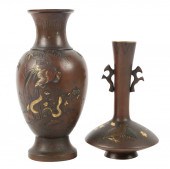 TWO JAPANESE BRONZE AND MIXED