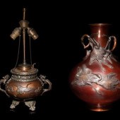 Two Japanese Bronze and Mixed-