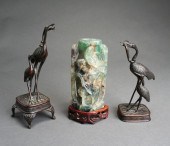 TWO JAPANESE BRONZE FIGURES OF