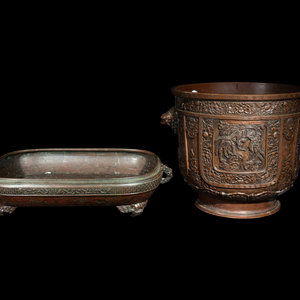 Two Japanese Bronze Planters Late