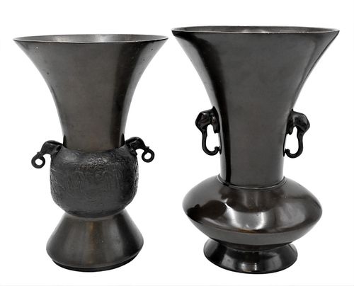 TWO JAPANESE BRONZE VASESTwo