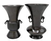 TWO JAPANESE BRONZE VASESTwo J