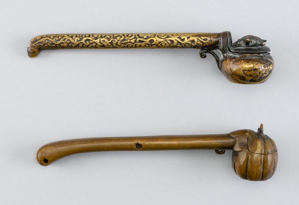 TWO JAPANESE BRONZE YATATE MEIJI