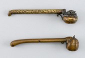 TWO JAPANESE BRONZE YATATE MEI