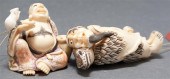 Two Japanese carved and painte
