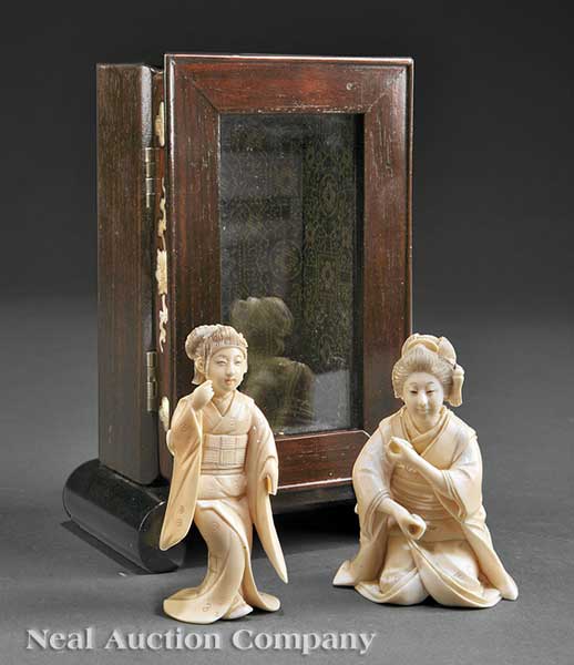 Two Japanese Carved Ivory Figural