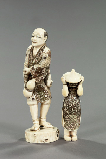 Two Japanese Carved Ivory Figures,