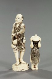 Two Japanese Carved Ivory Figu