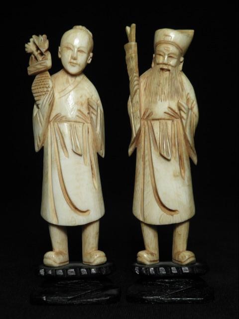 Two Japanese carved ivory