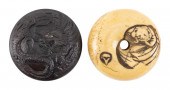 TWO JAPANESE CARVED MANJU NETS