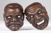 Two Japanese Carved Noh Masks1