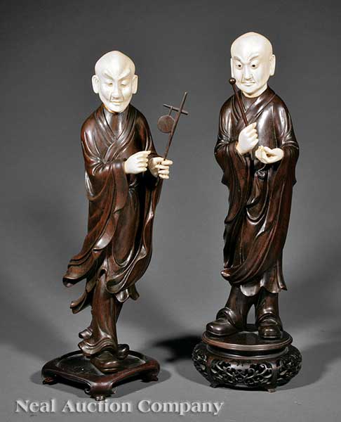 Two Japanese Carved Wood and