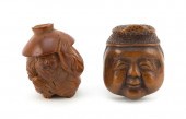 TWO JAPANESE CARVED WOOD NETSU