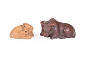 TWO JAPANESE CARVED WOOD NETSU