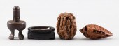 TWO JAPANESE CARVED WOOD OKIMO