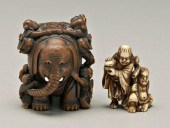 Two Japanese carvings: ivory n