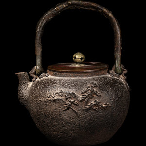 Two Japanese Cast Iron Teapots,