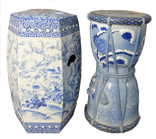 TWO JAPANESE CERAMIC BLUE AND WHITE