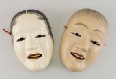 TWO JAPANESE CERAMIC NOH MASKS