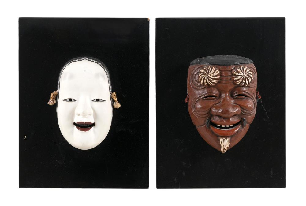 TWO JAPANESE CERAMIC NOH MASKS 20TH