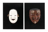 TWO JAPANESE CERAMIC NOH MASKS
