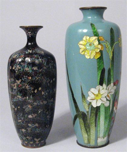 Two Japanese cloisonne vases    one
