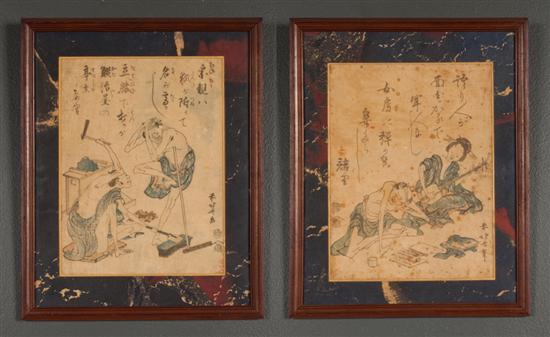 Two Japanese color woodcuts: