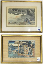 TWO JAPANESE COLOR WOODCUTS Ob