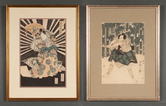 Two Japanese color woodcuts: