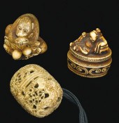 Two Japanese elephant ivory mo