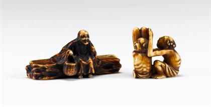 Two Japanese elephant ivory studies
