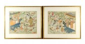 TWO JAPANESE FRAMED SILK EMBRO
