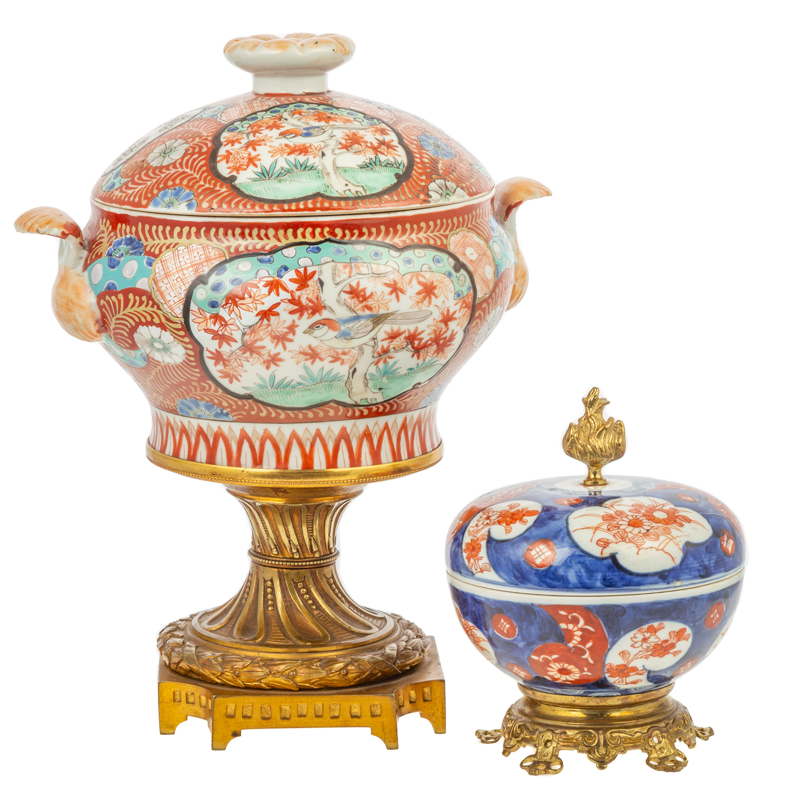 TWO JAPANESE GILT MOUNTED JARS Late