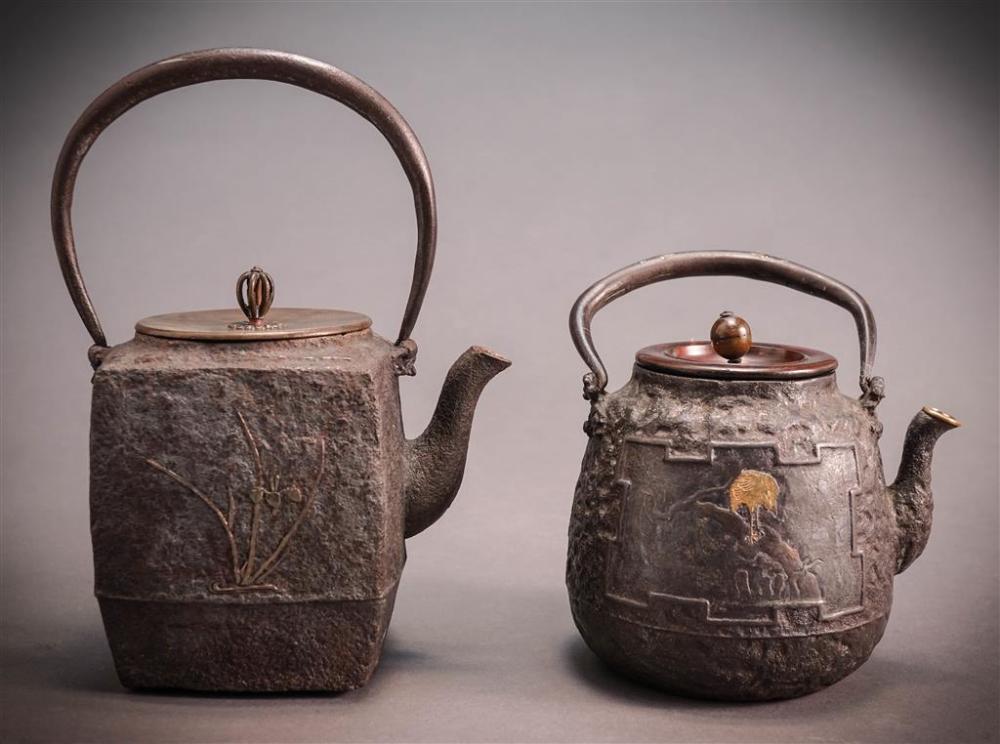 TWO JAPANESE GOLD AND SILVER INLAID