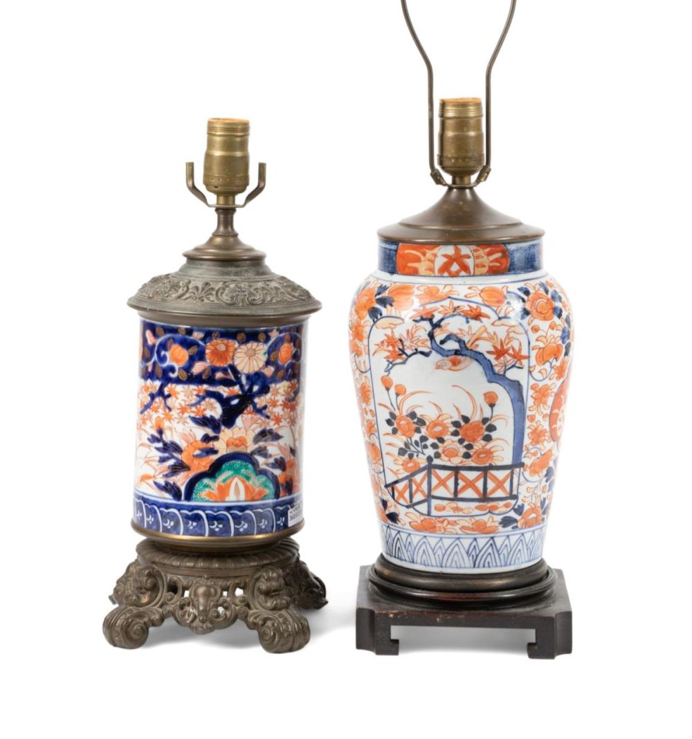 TWO JAPANESE IMARI VASES MOUNTED AS