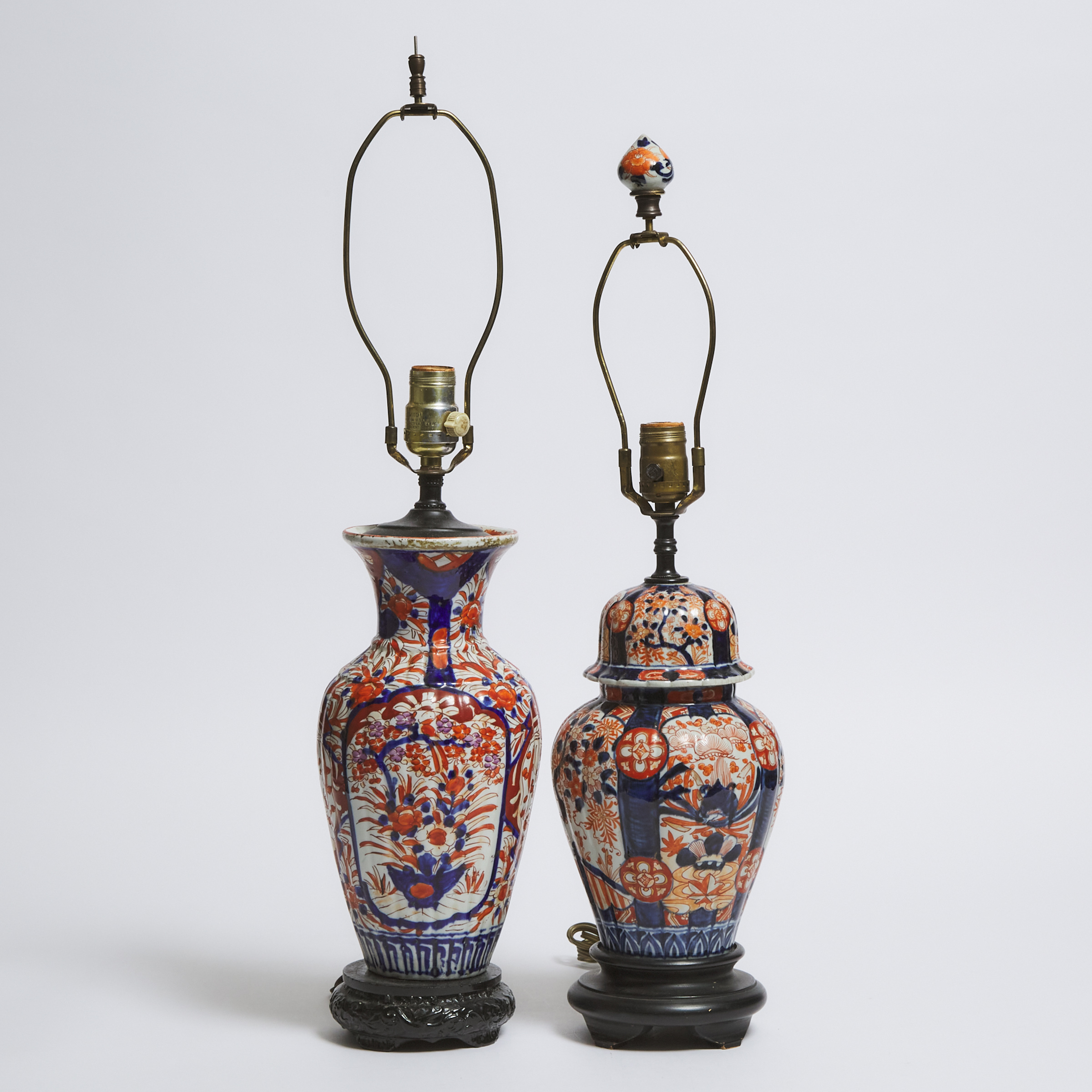Two Japanese Imari Ware Vase Lamps,